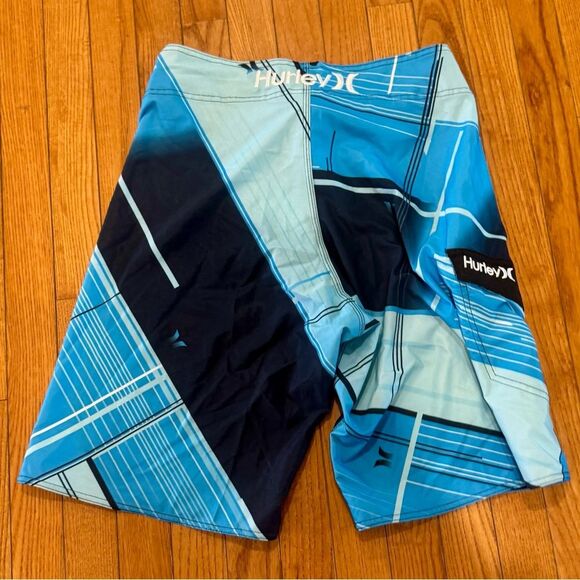 Hurley Phantom men’s blue geometric print board shorts swim trunks size 30 NWOT - Picture 5 of 6